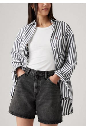 high waist short black denim