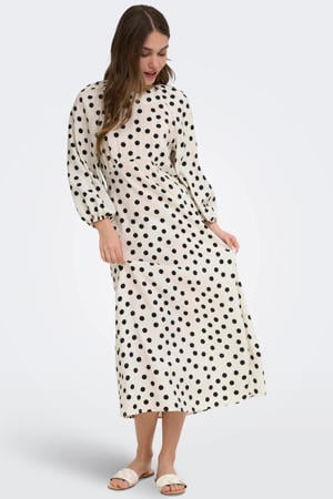 maxi jurk met panterprint ecru