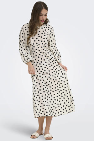 maxi jurk met panterprint ecru