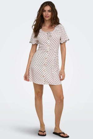 mini jurk met stippen ecru