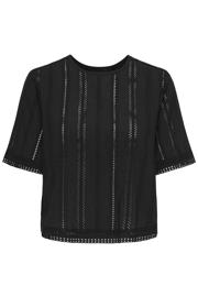 thumbnail: Zwarte dames ONLY top broderie met effen, korte mouwen en ronde hals