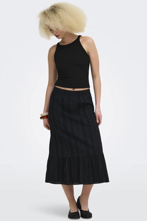 midi rok broderie zwart