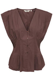 thumbnail: Bruine dames ONLY top met effen, V-hals en geweven detail