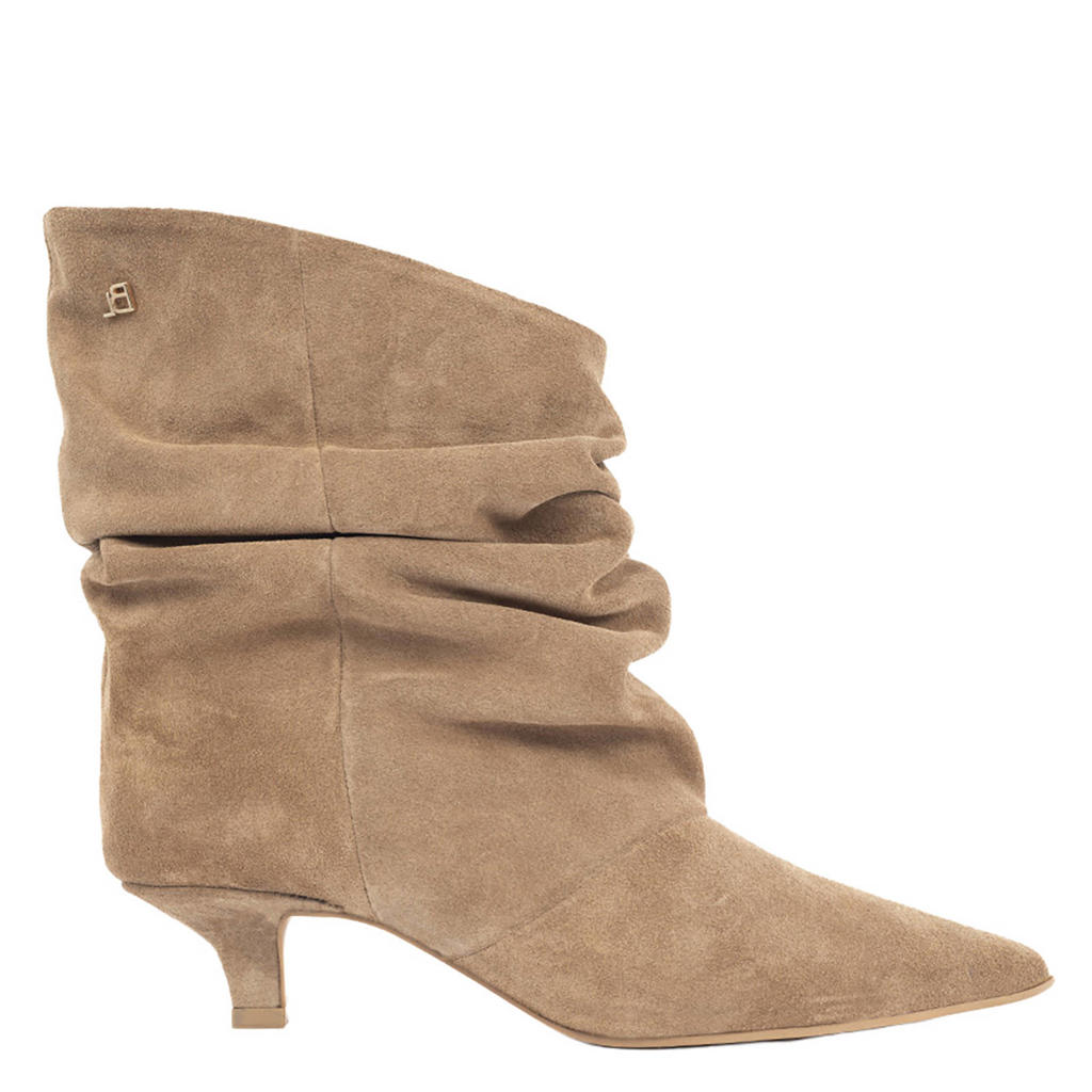 Beige dames Babouche Jenna-2 suède enkellaarzen