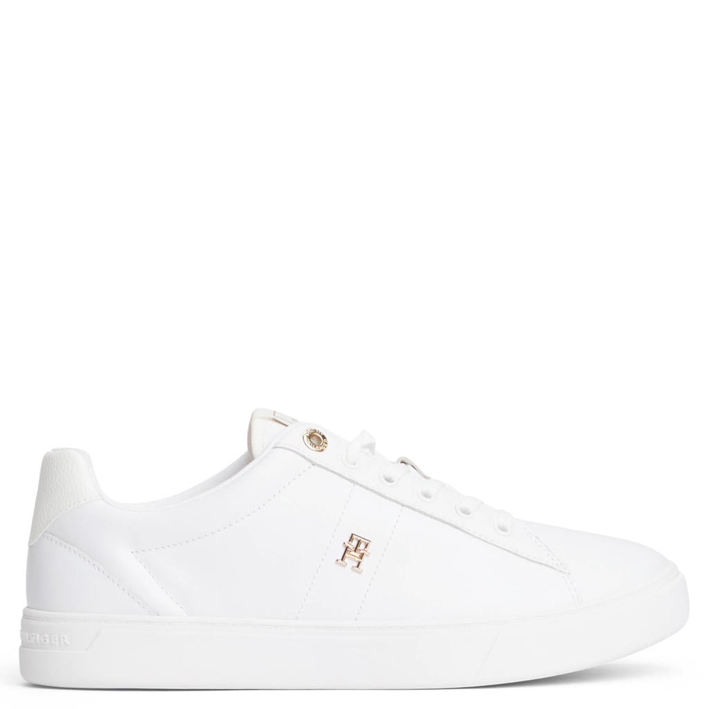 Witte dames Tommy Hilfiger leren sneakers met veters