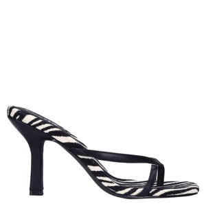 leren muiltjes met zebraprint zwart