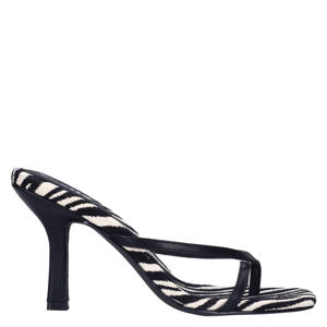 leren muiltjes met zebraprint zwart