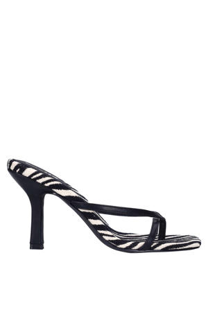 leren muiltjes met zebraprint zwart
