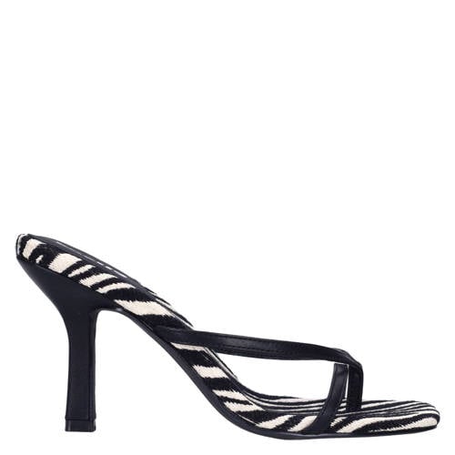 Sacha leren muiltjes met zebraprint zwart