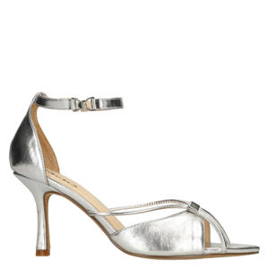 leren sandalettes zilver metallic