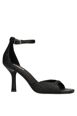 leren sandalettes zwart