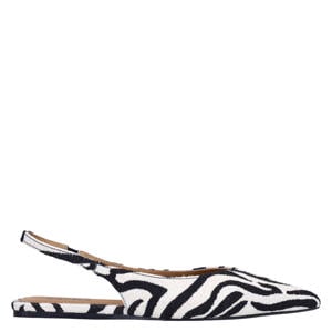slingback loafers met zebraprint zwart/wit