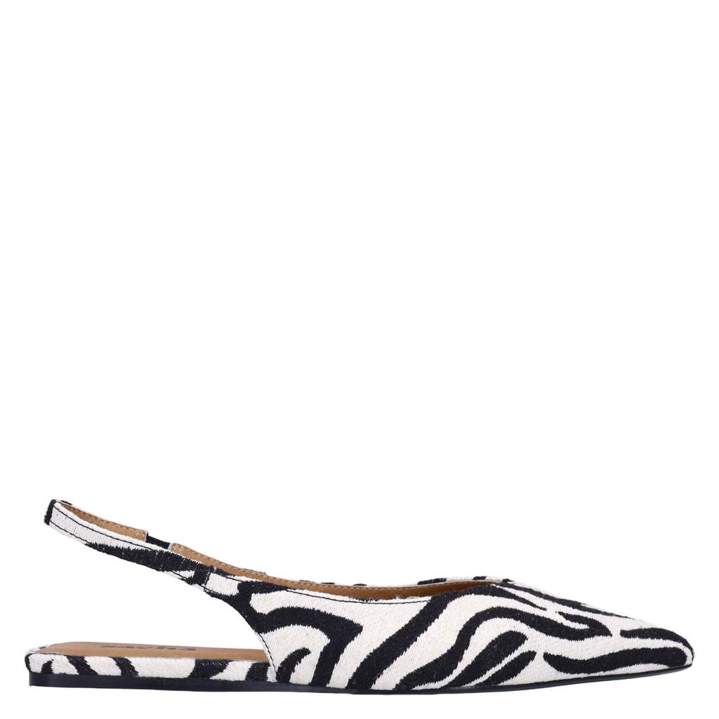 Zwart en witte dames Sacha slingback loafers van textiel met zebraprint