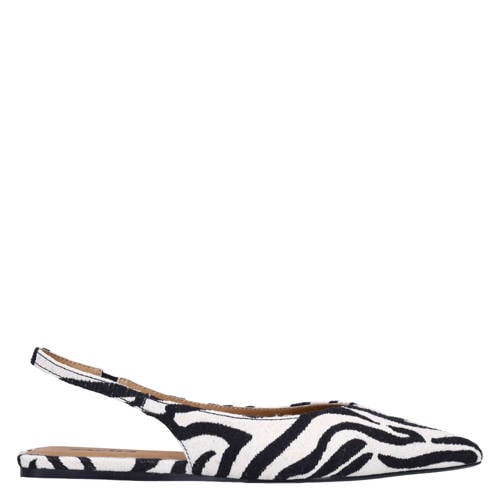 Sacha slingback loafers met zebraprint zwart/wit