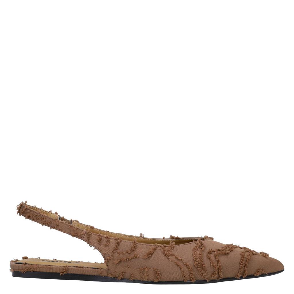 Bruine dames Sacha slingback loafers van textiel
