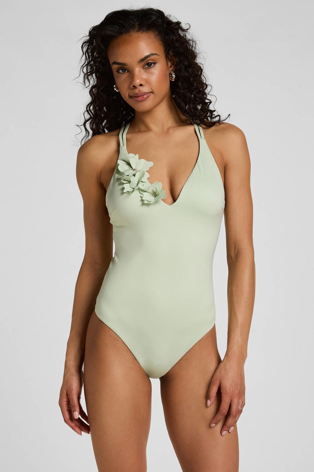 Hunkemöller tulum cut-out badpak met 3d applicatie mintgroen