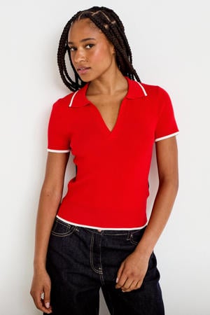 gestreepte gebreide trui rood