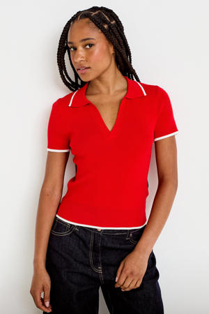 gestreepte gebreide trui rood