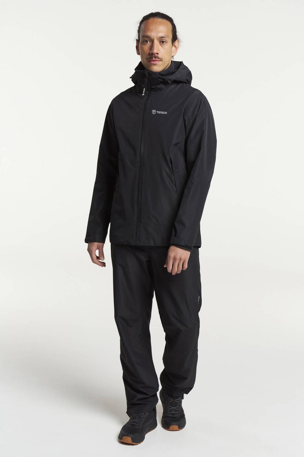 Zwarte heren Tenson Winga regenjas van polyester met effen en capuchon