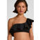 Hunkemöller niet-voorgevormde one shoulder bikinitop met volant zwart