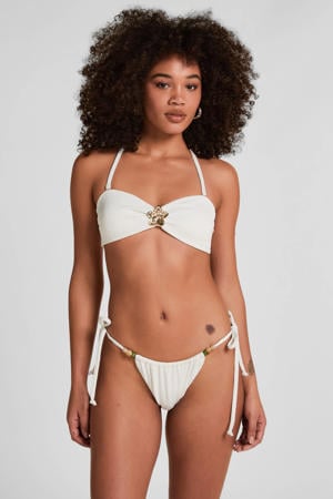 high leg strik bikinibroekje Crinkle wit