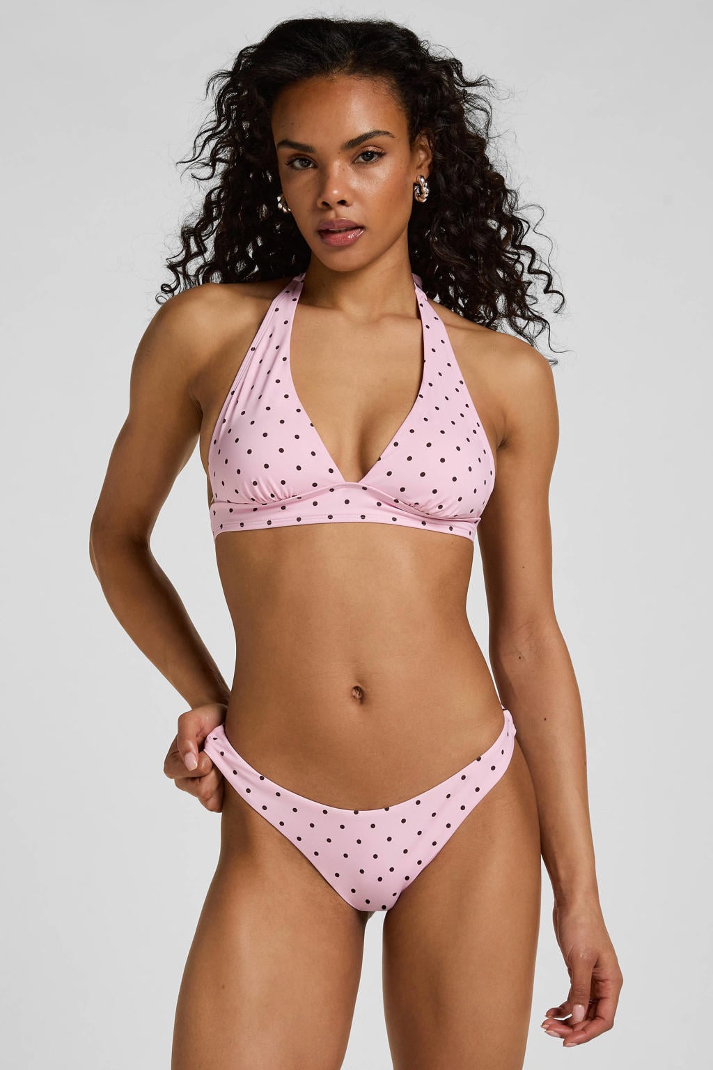 Hunkemöller high leg bikinibroekje met stippen roze