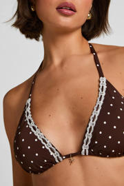 thumbnail: Hunkemöller voorgevormde triangel bikinitop Algarve met stippen bruin