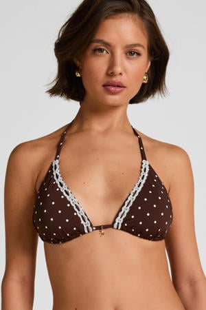 voorgevormde triangel bikinitop Algarve met stippen bruin