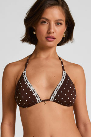 voorgevormde triangel bikinitop Algarve met stippen bruin
