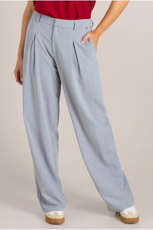 wide leg broek krijtstreep grijs