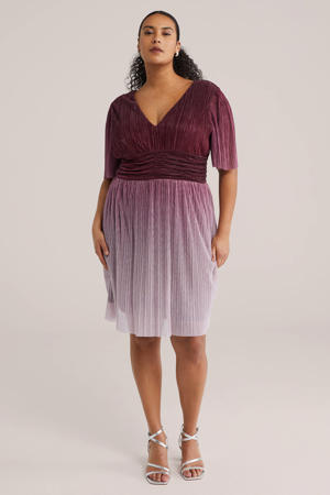 midi jurk met lurex rood