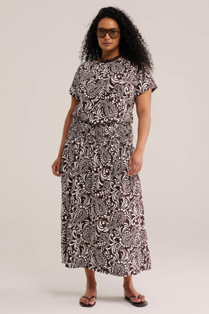 midi rok met paisley print bruin
