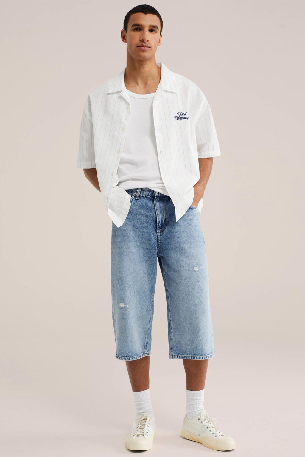 WE Fashion loose fit denim jort - lichtblauw