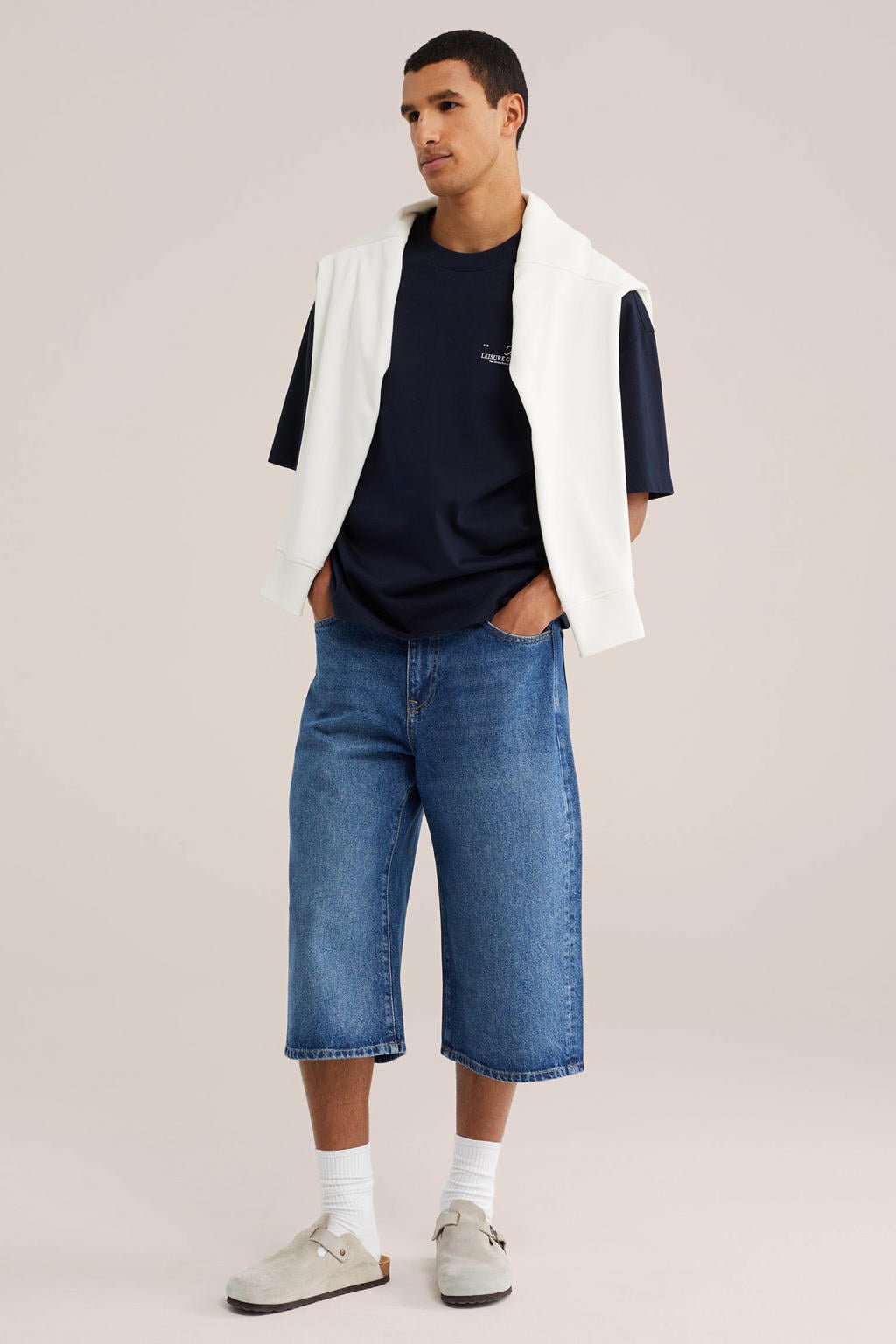 WE Fashion denim loose fit jort - blauw
