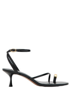 leren sandalettes zwart