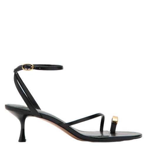 Mango leren sandalettes zwart