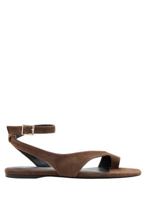 suède sandalen bruin