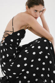 thumbnail: Mango maxi jurk met stippen zwart