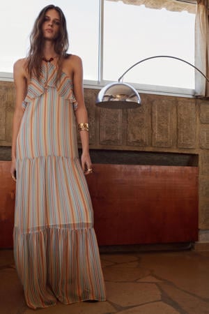 gestreepte maxi jurk multi
