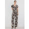 Mango gebloemde jumpsuit ecru/bruin