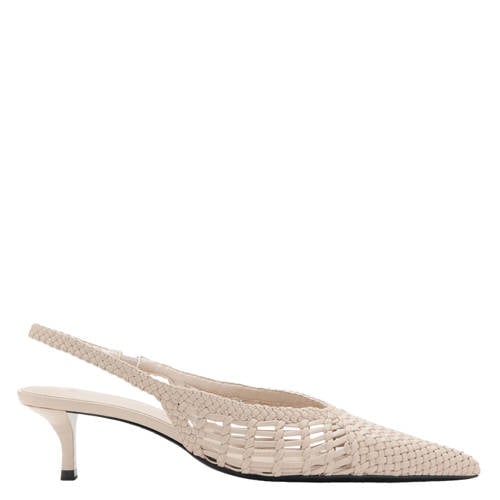 Mango leren slingback pumps ecru