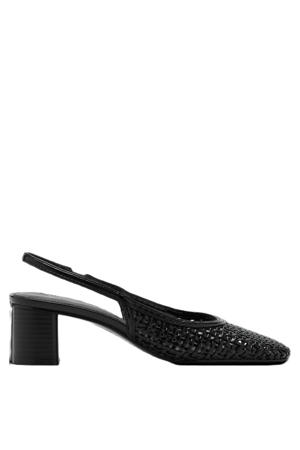leren slingback pumps zwart