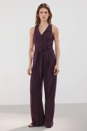 jumpsuit linnen aubergine