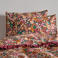 NOUS Living katoenen gebloemde gestreepte kussensloop 40x55 cm - donkerrood