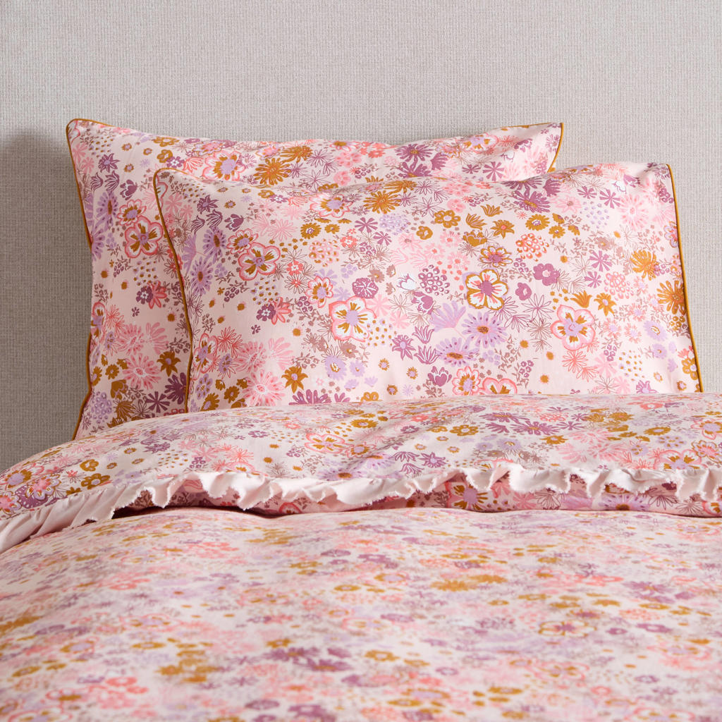 NOUS Living katoenen gebloemde kussensloop 40x55 cm - roze
