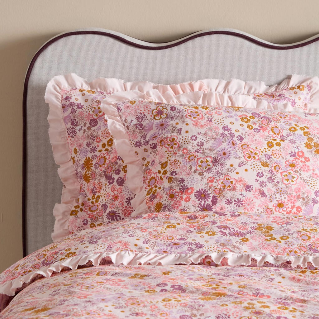 NOUS Living katoenen kussensloop met print 60x70 cm - roze