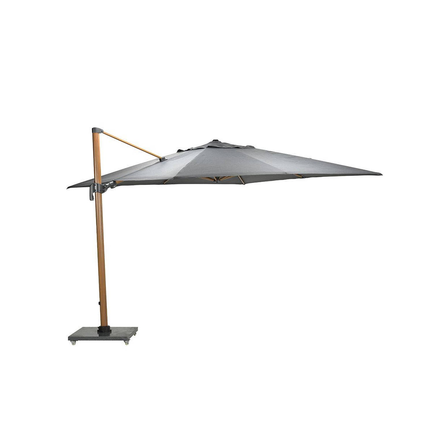 Garden Impressions Hawaii Big Pole parasol 350x350 cm) teak look royal antraciet