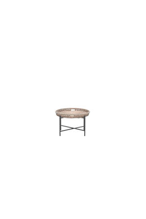 bijzettafel Benidorm (70xH40 cm) Benidorm bijzettafel - diameter 70xH40 cm -  carbon black - natural rotan