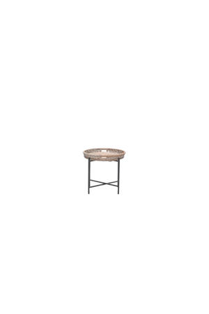 bijzettafel Benidorm (60xH50 cm) Benidorm bijzettafel - diameter 60xH50 cm -  carbon black - natural rotan