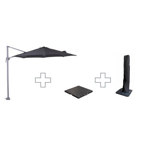 Garden Impressions Zweefparasol Hawaii S - met voet en hoes - Zwart - 300 cm) afbeelding